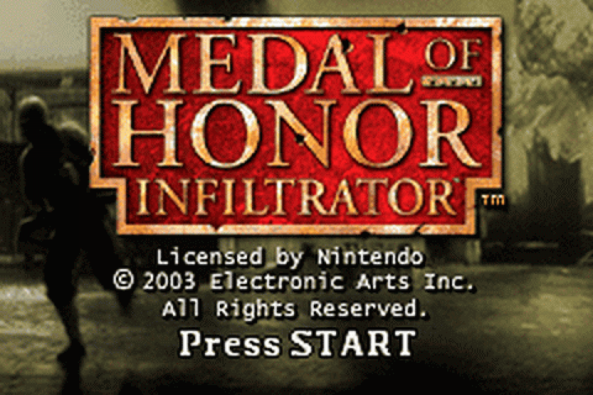 Medal of Honor: Infiltrator start menu for Game Boy Advance (GBA) video game