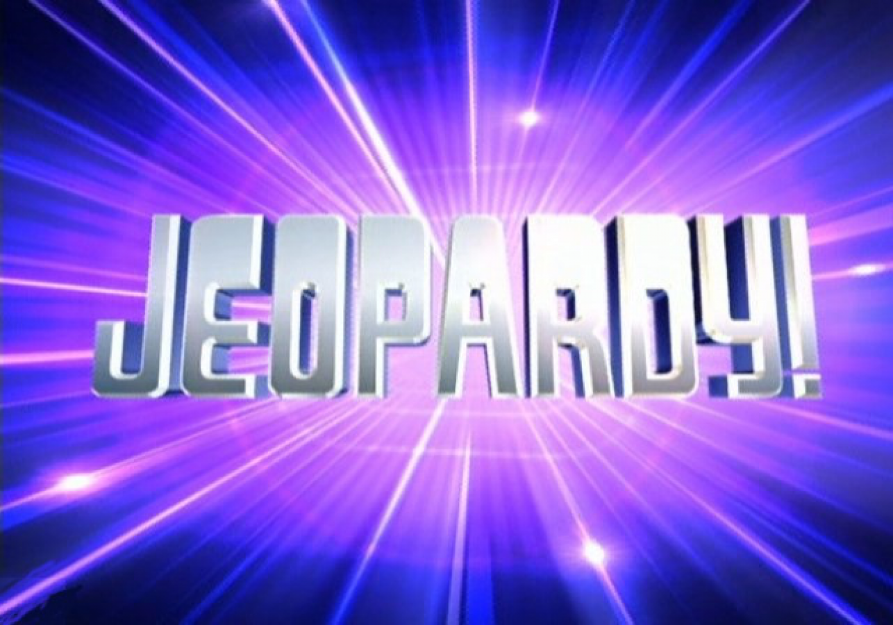 Jeopardy! title screen for Playstation 2 (PS2) trivia video game
