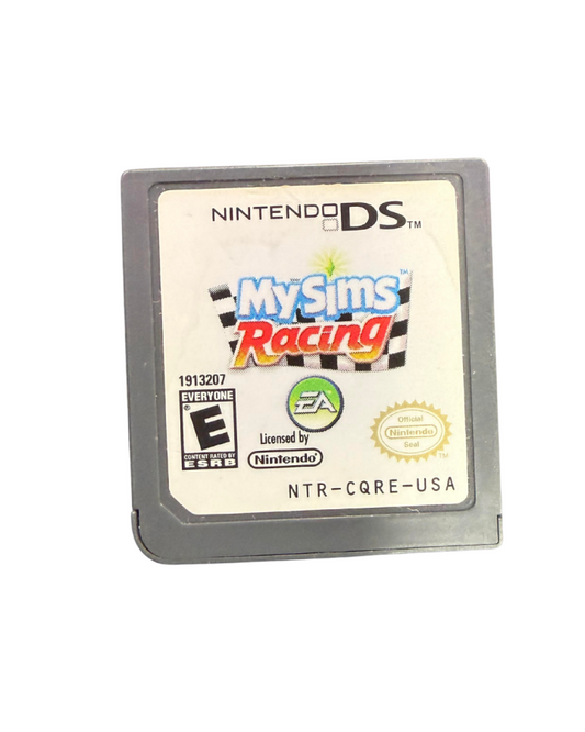 MySims Racing for Nintendo DS kart racing game featuring customizable vehicles colorful tracks power ups and characters from the MySims series arcade style racing gameplay cartridge