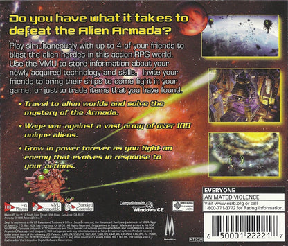 Armada Sega Dreamcast retro video game space shooter RPG back of case