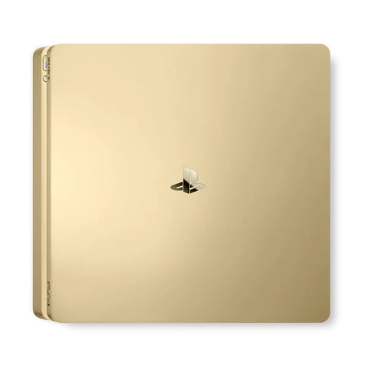 PlayStation 4 PS4 Slim Gold console featuring sleek limited edition gold finish 1TB storage Blu ray gaming HDR support Wi Fi connectivity wireless DualShock 4 controller compatibility immersive gaming and entertainment system collectible gaming appeal
