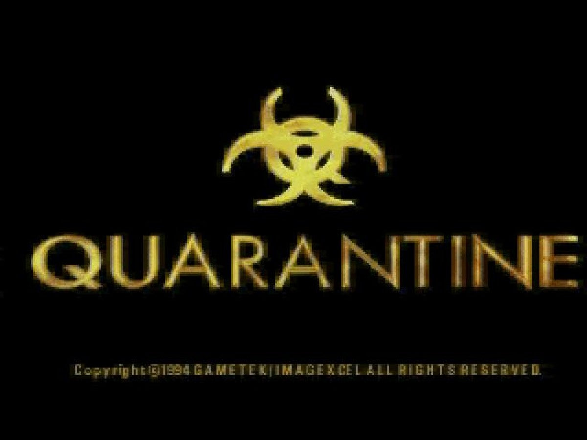 Quarantine title page for Panasonic 3DO (3DO) vehicular combat action video game