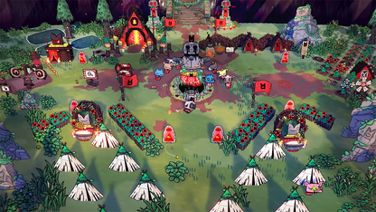 Cult of the Lamb Nintendo Switch NS for video game enthusiasts featuring action adventure roguelike gameplay cult management mechanics dungeon exploration resource gathering base building charming yet dark art style and collectible gaming appeal gameplay