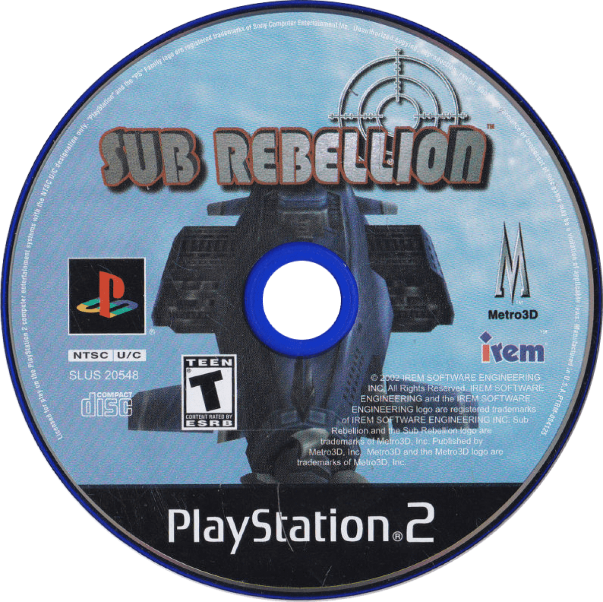 Sub Rebellion PlayStation 2 PS2 retro video game submarine combat simulator disc (2002)