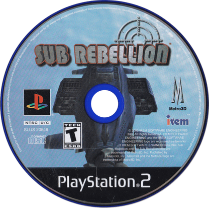 Sub Rebellion PlayStation 2 PS2 retro video game submarine combat simulator disc (2002)