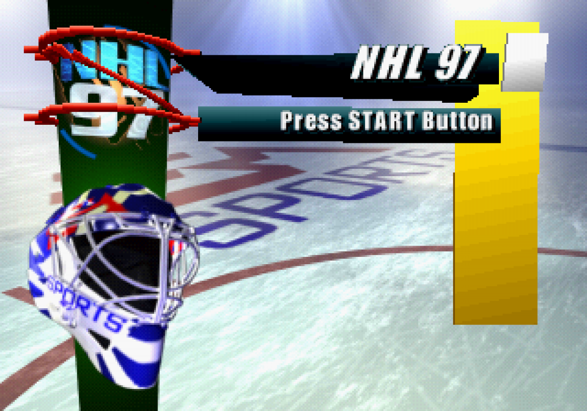 NHL 97 Sega Saturn for hockey sports video game fans featuring official NHL teams and players fast paced on ice gameplay season and exhibition modes realistic hockey action multiplayer competition classic EA Sports presentation retro Sega Saturn gaming collectible appeal gameplay