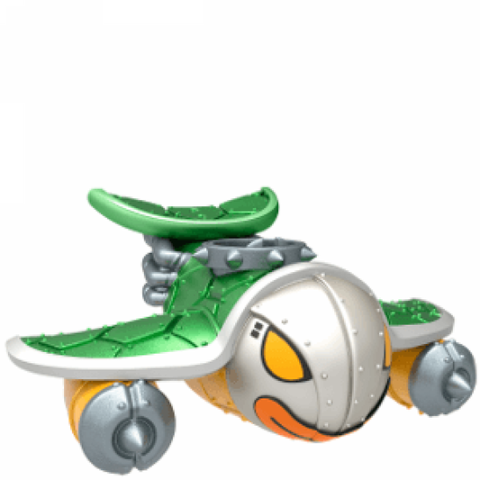Clown Cruiser Skylanders SuperChargers vehicle figure, colorful circus-themed flying vehicle with clown face design and propeller wings, detailed collectible toy on portal base from Skylanders SuperChargers series