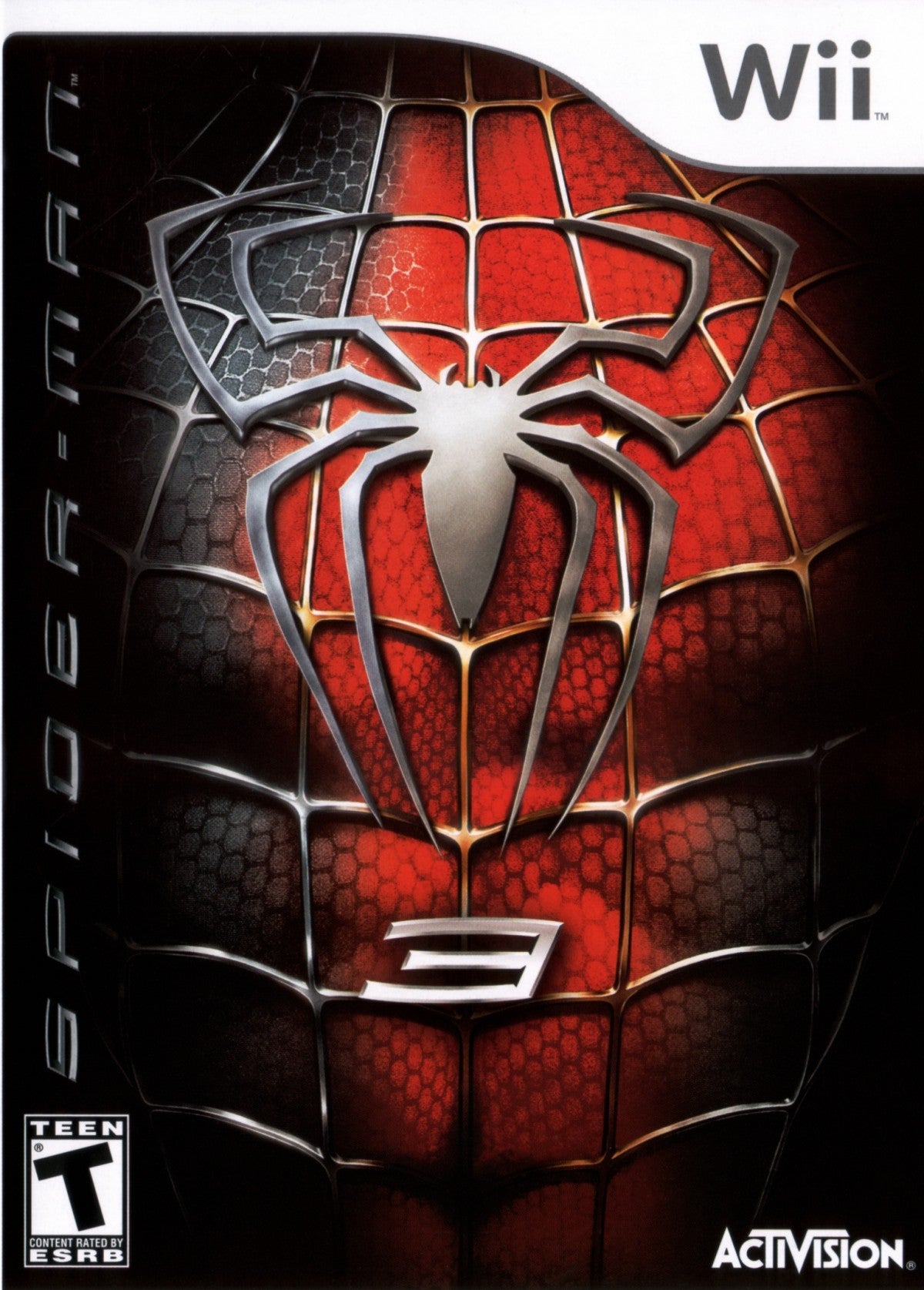 Spider-Man 3 Nintendo Wii video game, action adventure, superhero gameplay, motion controls, Marvel movie tie-in front cover