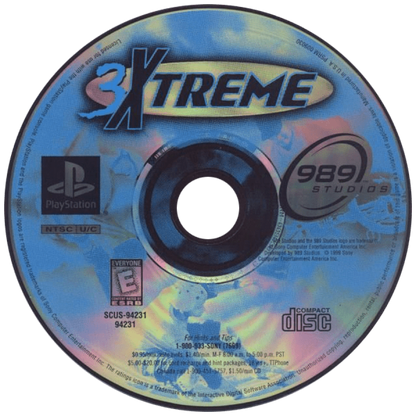3Xtreme PlayStation 1 extreme sports racing video game inline skating biking skateboarding street luge stunts time trials competition modes disc art