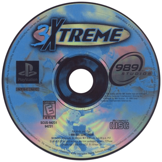 3Xtreme PlayStation 1 extreme sports racing video game inline skating biking skateboarding street luge stunts time trials competition modes disc art