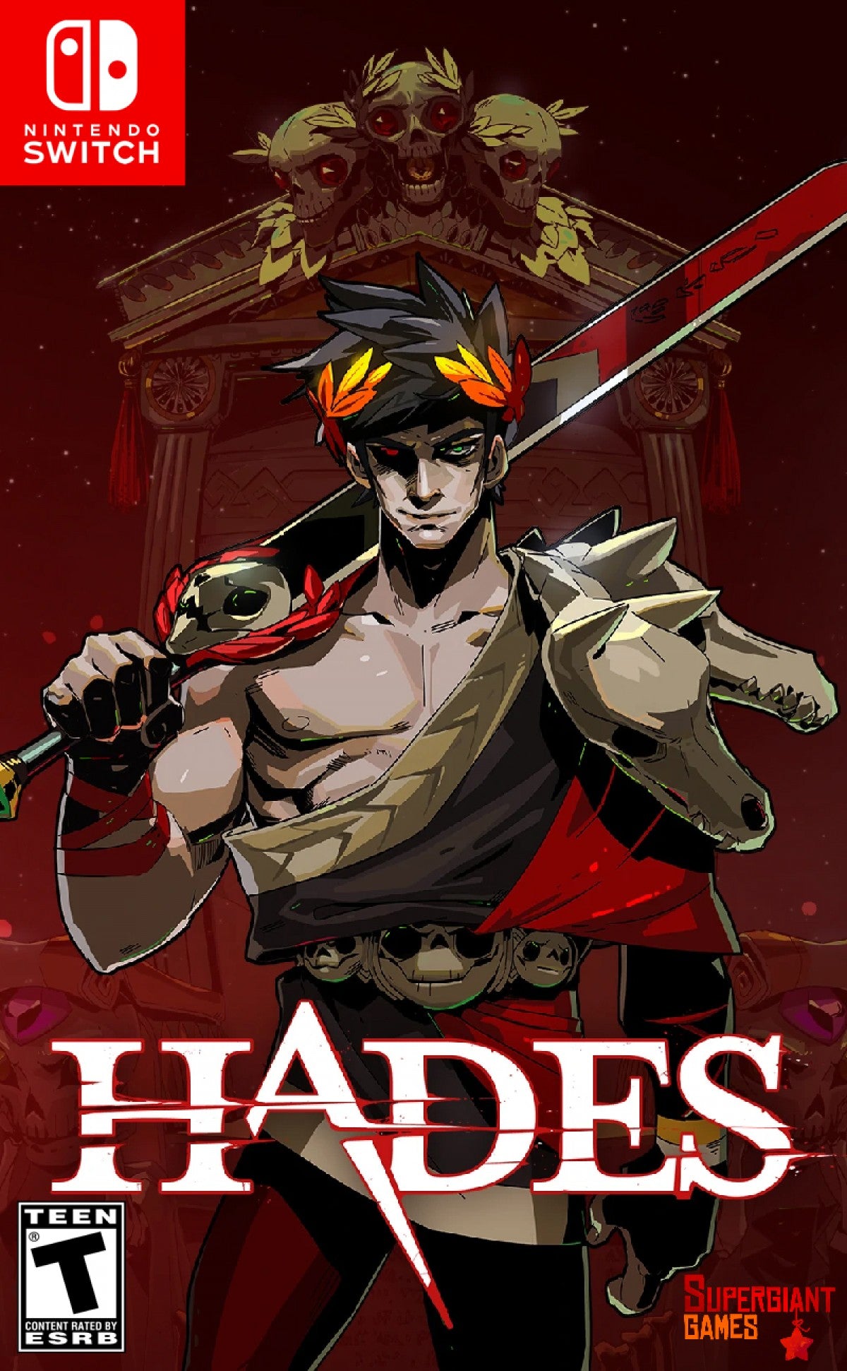 Hades Nintendo Switch game featuring fast-paced roguelike dungeon action and Greek mythology storytelling front cover