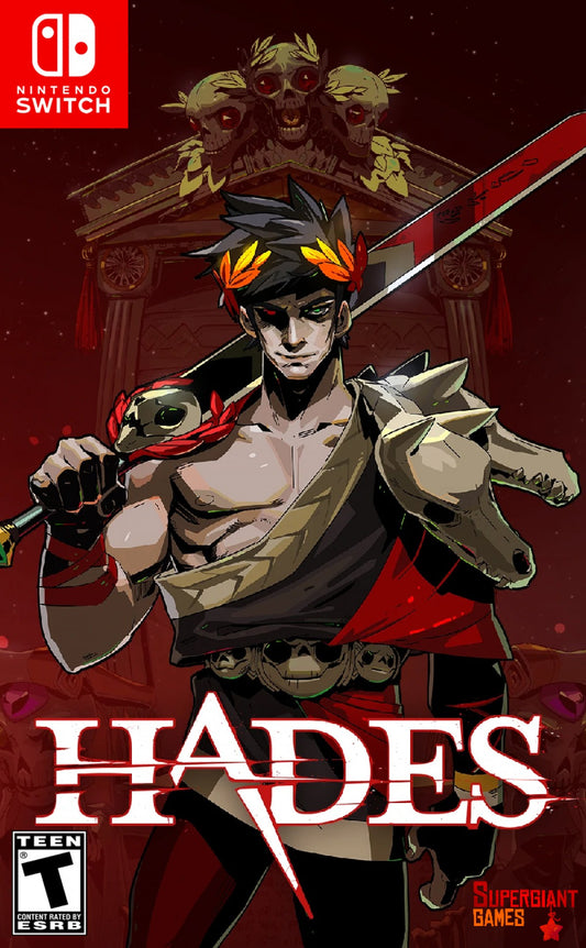 Hades Nintendo Switch game featuring fast-paced roguelike dungeon action and Greek mythology storytelling front cover