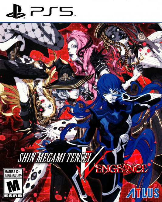 Shin Megami Tensei V Vengeance PS5 game featuring turn-based JRPG combat, demon fusion mechanics, and dark post-apocalyptic storytelling on PlayStation 5 front cover