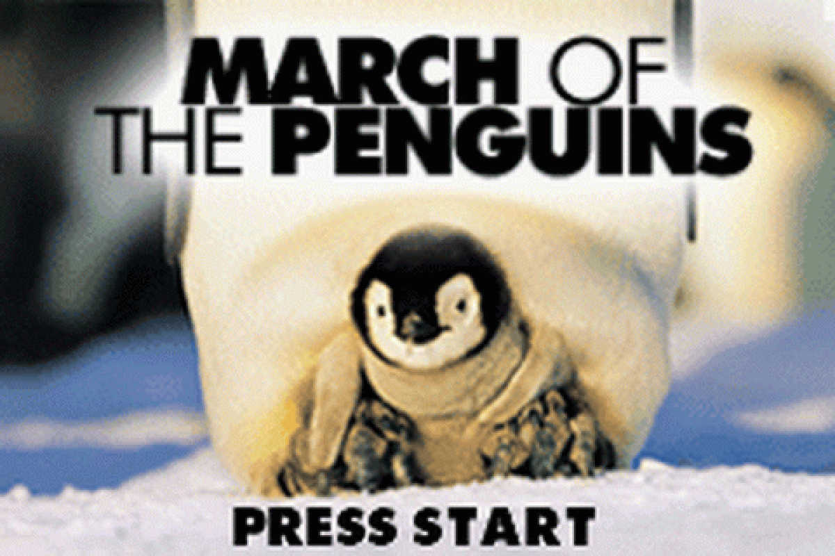 March of the Penguins start menu for Game Boy Advance (GBA) video game