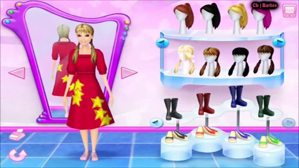 Barbie Fashion Show An Eye for Style Nintendo DS video game, fashion design gameplay, style challenges, family-friendly handheld console title gameplay screenshot