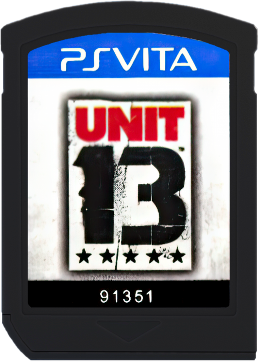Unit 13 game for the PlayStation Vita featuring third person tactical shooter gameplay with mission based objectives cover mechanics stealth and action focused scenarios as an elite special operations unit completing high risk assignments around the world cartridge