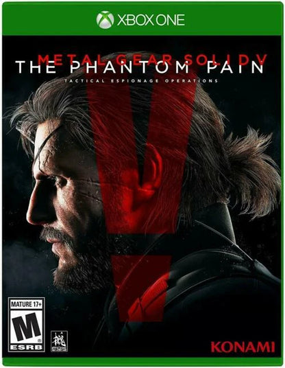 Metal Gear Solid V The Phantom Pain Xbox One XONE for stealth action video game fans featuring open world exploration tactical infiltration military missions base management weapon customization enemy outposts vehicle combat companion support strategic gameplay cinematic storytelling and immersive espionage adventure collectible gaming appeal front cover art