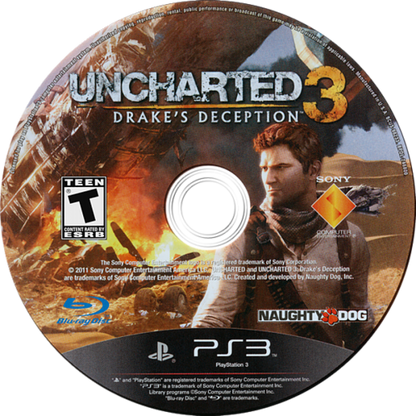 Uncharted 3: Drake's Deception disc art for PlayStation 3 (PS3) video game