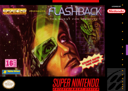 Flashback: The Quest for Identity cover art for Super Nintendo Entertainment System (SNES) video game