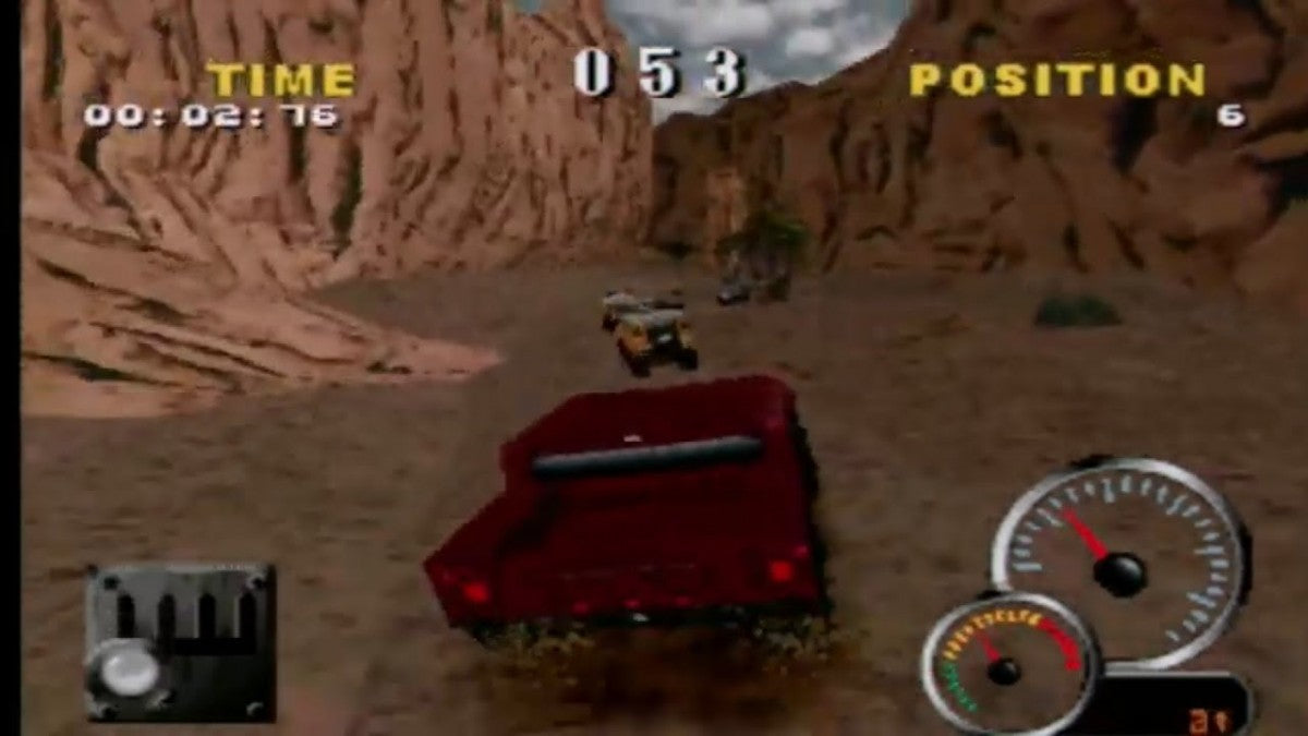 Test Drive Off-Road 2 game for the PlayStation featuring off road racing gameplay with trucks and SUVs rugged terrain environments multiple race modes and arcade style handling across dirt tracks mud and outdoor courses gameplay 