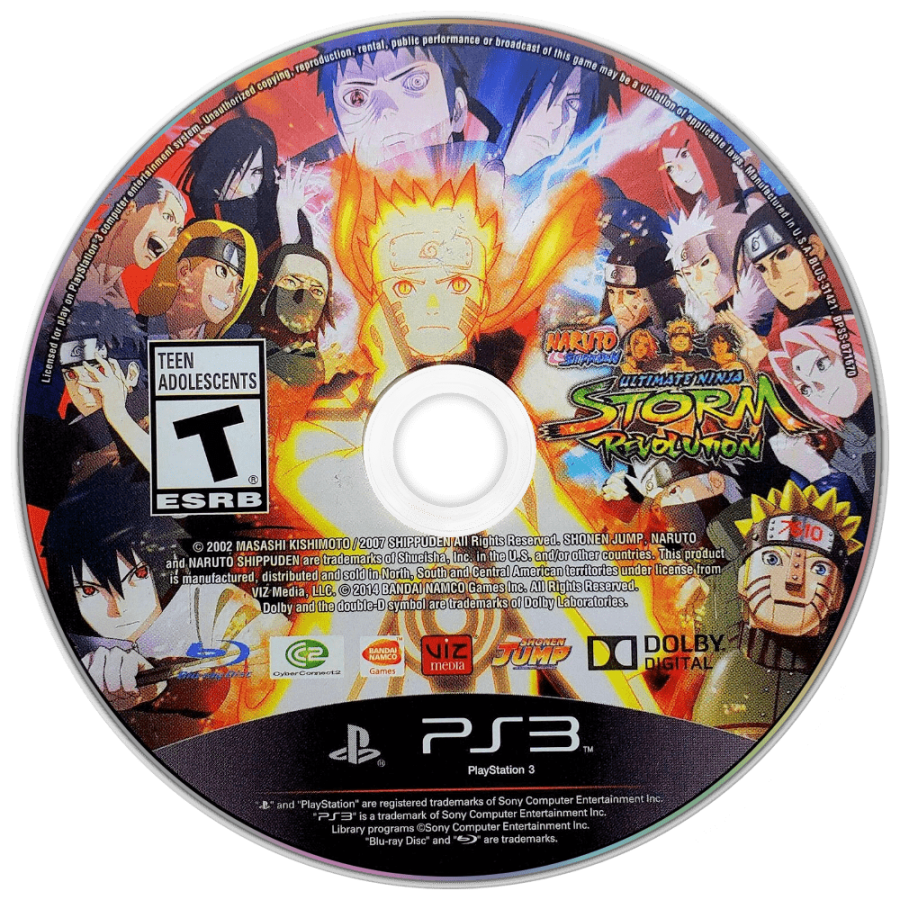 Naruto Shippuden: Ultimate Ninja Storm Revolution disc for PlayStation 3 (PS3) video game
