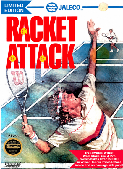 Racket Attack cover art for Nintendo Entertainment System (NES) retro video game