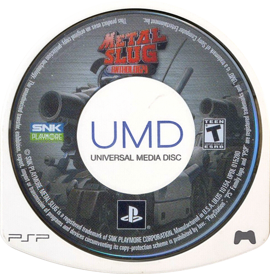 Metal Slug Anthology PlayStation Portable PSP for arcade action shooter video game fans featuring multiple classic Metal Slug games fast paced run and gun combat military missions explosive weapons enemy soldiers vehicles boss battles and cooperative style arcade gameplay collectible gaming appeal UMD