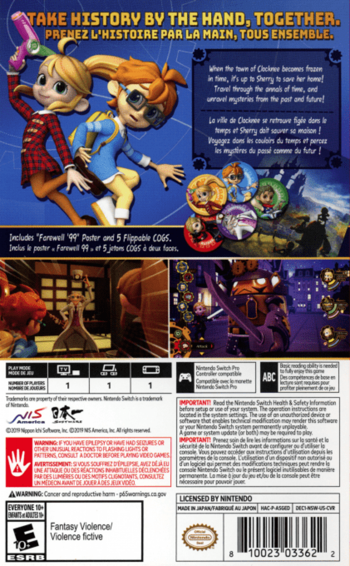 Destiny Connect: Tick-Tock Travelers [Time Capsule Edition] – Nintendo Switch (NS) back of box for video game for NS
