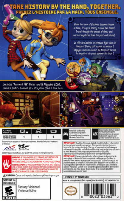 Destiny Connect: Tick-Tock Travelers [Time Capsule Edition] – Nintendo Switch (NS) back of box for video game for NS