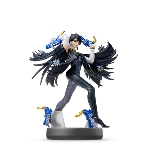 Bayonetta Amiibo Super Smash Bros Nintendo Amiibo collectible figure featuring Bayonetta from the Bayonetta series detailed character design stylish witch attire Super Smash Bros styling NFC functionality compatible Nintendo games Amiibo collection display collectible and gaming accessory appeal 
