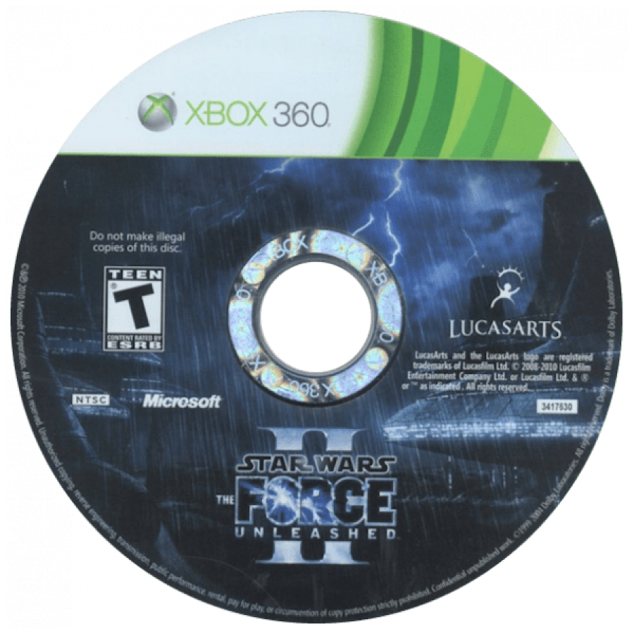 Star Wars: The Force Unleashed II disc for Xbox 360 (X360) action-adventure sci-fi video game