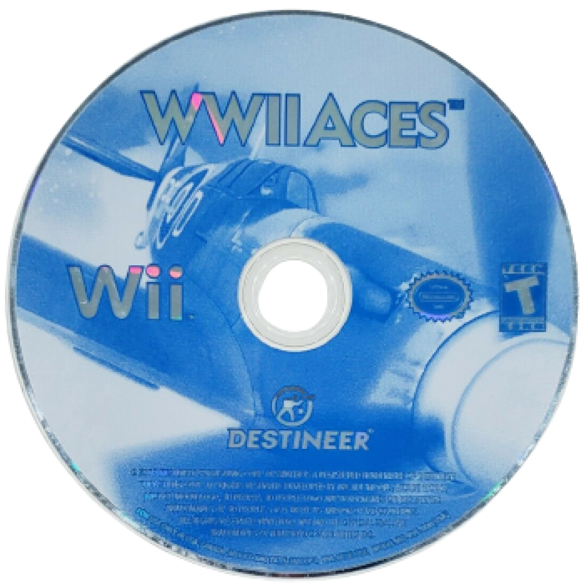 WWII Aces disc art for Nintendo Wii (Wii) featuring aerial combat gameplay with historic World War II fighter planes, intense dogfights, and mission‑based campaigns across European battlefronts.