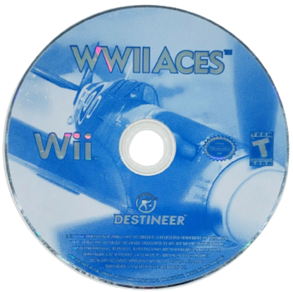 WWII Aces disc art for Nintendo Wii (Wii) featuring aerial combat gameplay with historic World War II fighter planes, intense dogfights, and mission‑based campaigns across European battlefronts.