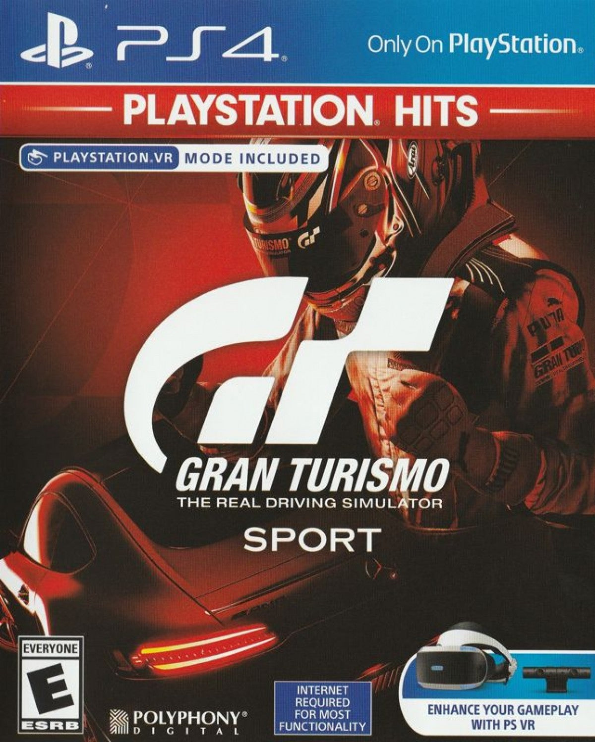 Gran Turismo: Sport [PlayStation Hits] – PlayStation 4 (PS4) video game cover image, realistic racing simulation by Polyphony Digital and Sony Interactive Entertainment