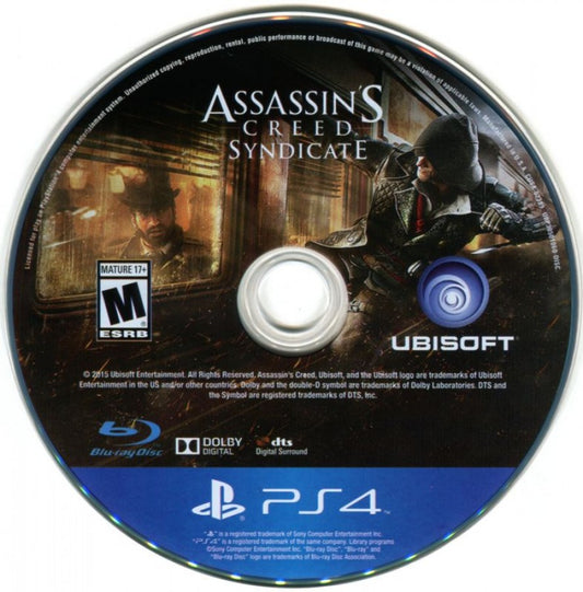 Assassin's Creed Syndicate Limited Edition PlayStation 4 game featuring open-world stealth action and collectible bonus content disc