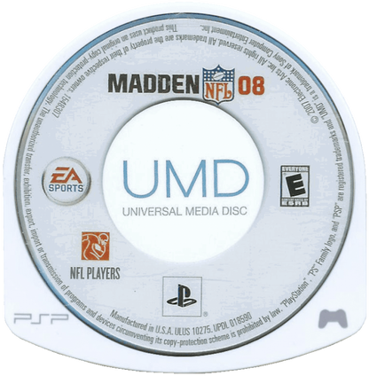 Madden NFL 2008 disc for PlayStation Portable (PSP) football sports video game