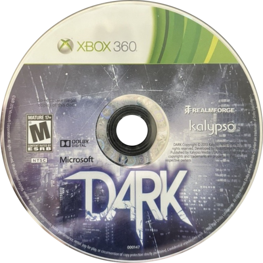 Dark disc for Xbox 360 (X360) stealth action role-playing video game
