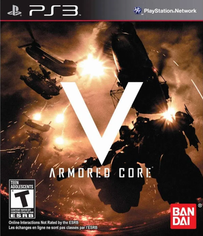 Armored Core V retro PlayStation 3 video game Armored Core mech combat futuristic warfare customizable robots action shooter multiplayer battles console title PlayStation 3 release cover art