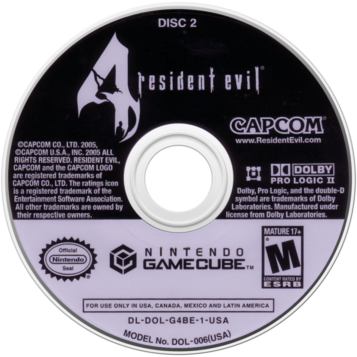 Resident Evil 4 GameCube GC video game, survival horror, third-person action, classic Capcom title, Nintendo GameCube release disc 2 