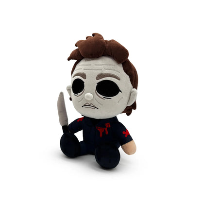Michael Myers plush inspired design featuring horror movie character collectible plush aesthetic soft stuffed toy slasher icon masked killer Halloween franchise theme spooky horror merchandise presentation