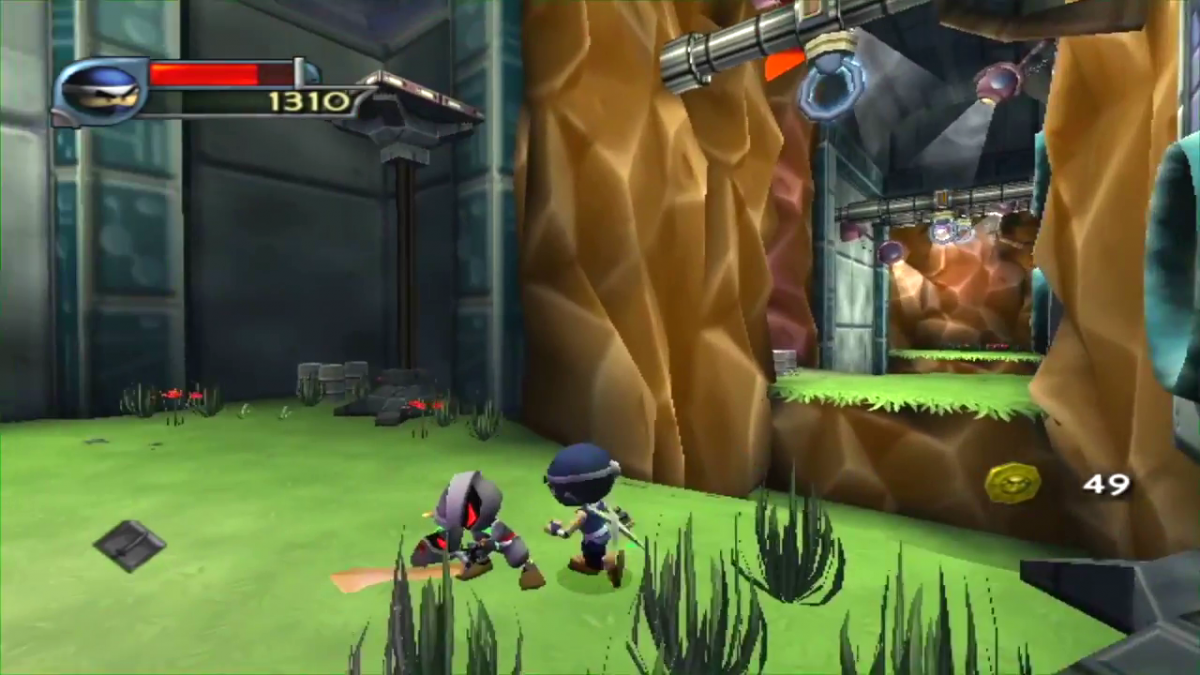I-Ninja GameCube GC video game, action platformer, stealth and combat gameplay, cartoon-style adventure, multiplayer, Nintendo GameCube title gameplay