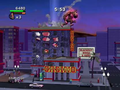 Rampage: Total Destruction gameplay for Nintendo GameCube (GC) monster fighting action video game