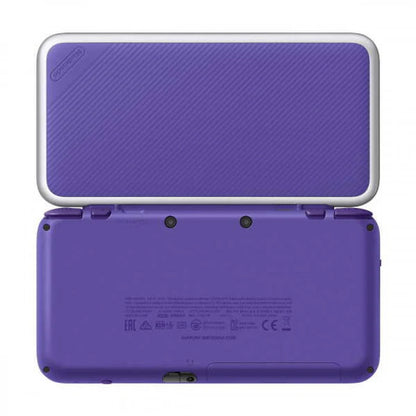 New Nintendo 2DS XL Purple inspired design featuring handheld gaming console aesthetic sleek clamshell design dual screen portable system vibrant purple finish Nintendo gaming hardware modern retro collection presentation