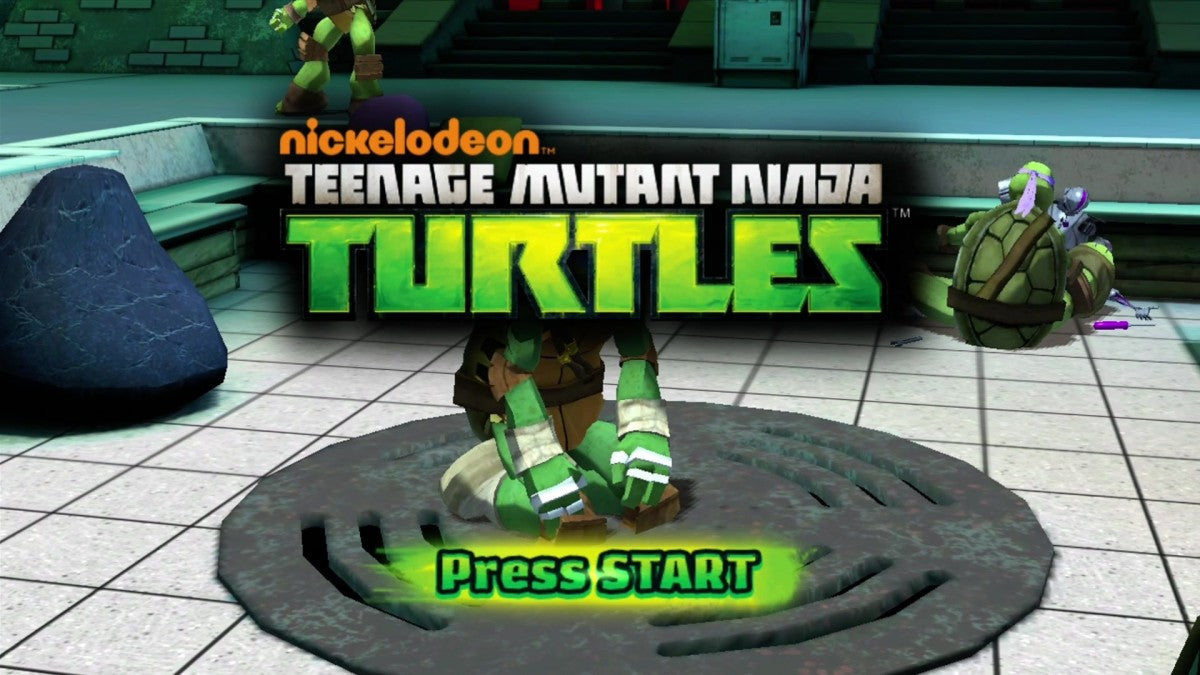 Teenage Mutant Ninja Turtles start screen for Xbox 360 (X360) action-adventure beat 'em up video game