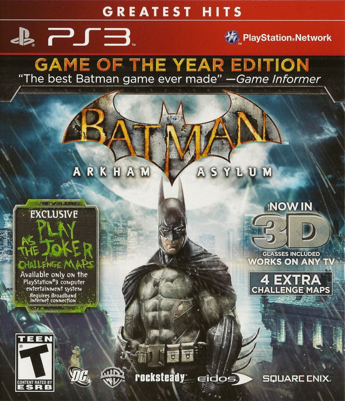 Batman: Arkham Asylum Greatest Hits Game of the Year Edition PS3 action superhero adventure game for PlayStation 3 cover art