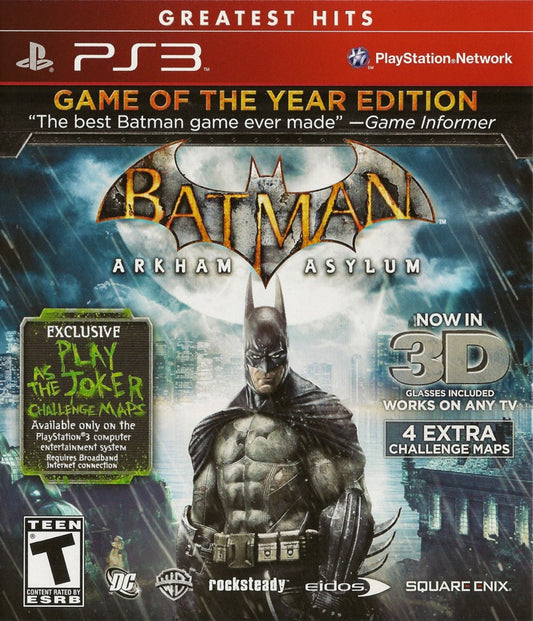 Batman: Arkham Asylum Greatest Hits Game of the Year Edition PS3 action superhero adventure game for PlayStation 3 cover art