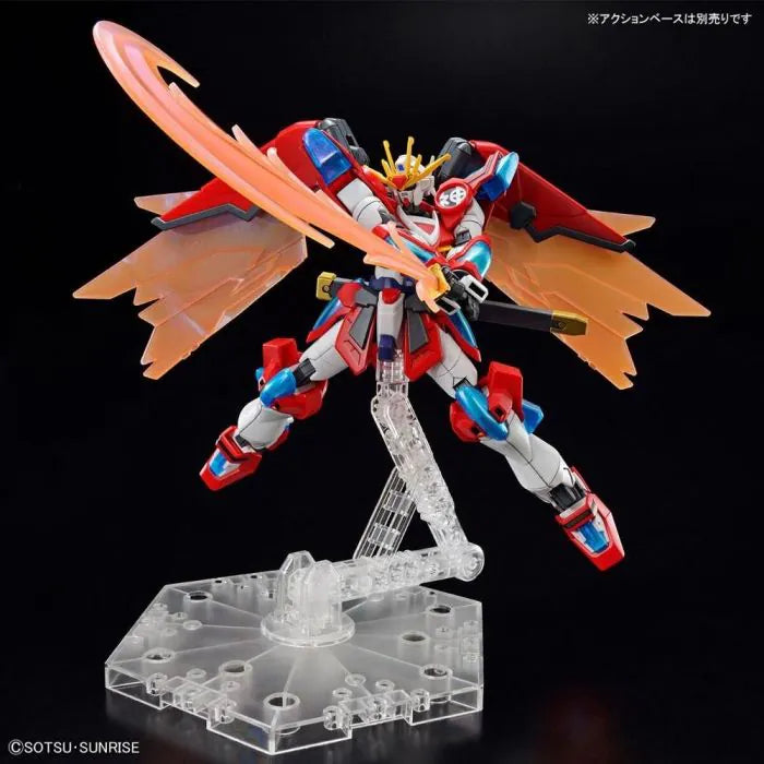 Shin Burning Gundam Gundam Build Metaverse Bandai Spirits HG 1/144 scale model kit inspired design featuring detailed buildable mecha aesthetic martial arts inspired mobile suit design articulated armor components fiery energy effects dynamic action poses collectible plastic model building and anime inspired display presentation