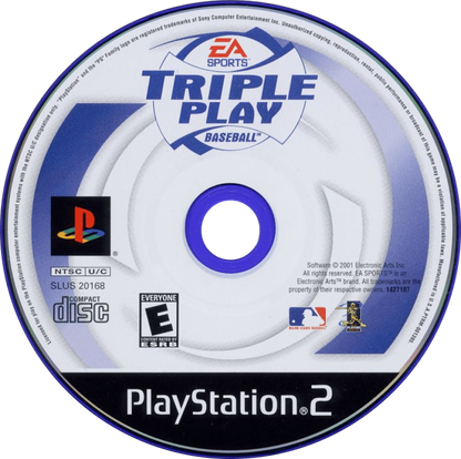 Triple Play Baseball for PlayStation 2 sports baseball video game featuring fast paced arcade style gameplay official MLB teams power ups and classic EA Sports baseball experience disc