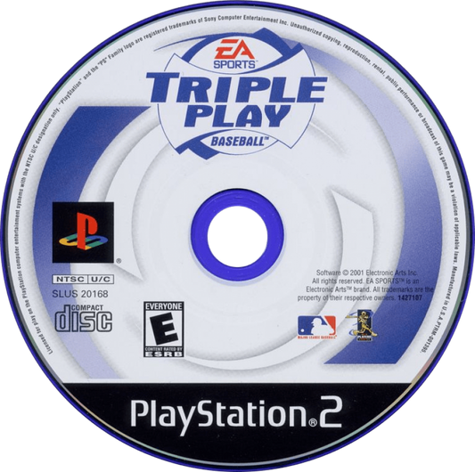 Triple Play Baseball for PlayStation 2 sports baseball video game featuring fast paced arcade style gameplay official MLB teams power ups and classic EA Sports baseball experience disc