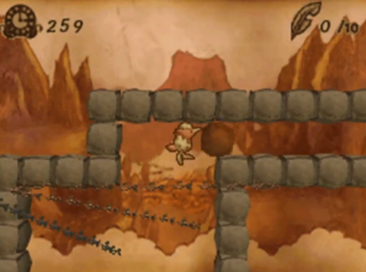 Ivy the Kiwi Nintendo DS puzzle-platformer video game stylus vine-drawing physics gameplay baby bird adventure Yuji Naka creator of Sonic hand-drawn storybook art style over 100 levels gameplay 